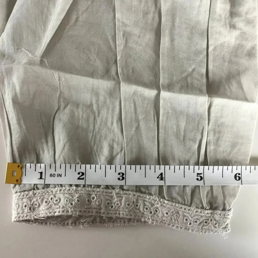 NWT Grey 100% Cotton Lace Trim Blouse 3/4 Sleeve Pin-tuck Shirt  Romantic  6-8 - Picture 15 of 16